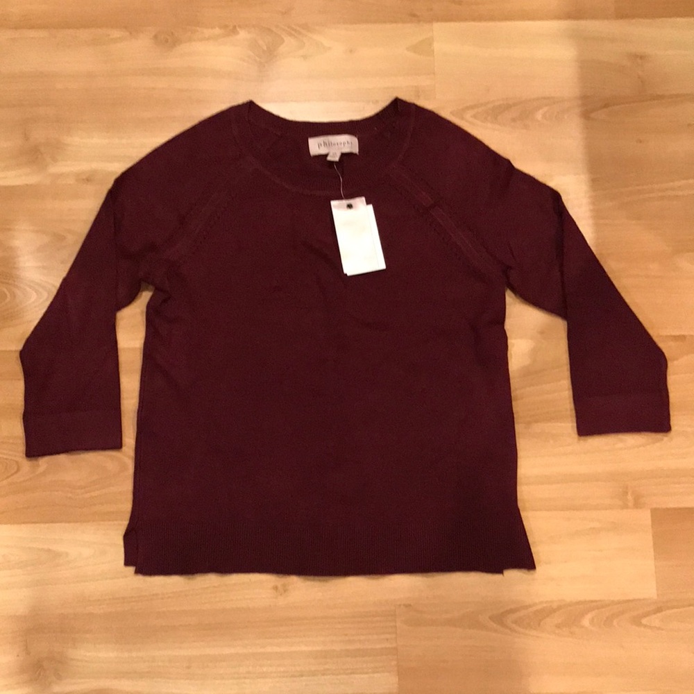 Philosophy soft burgundy crewneck sweater